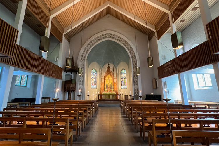 View of the interior of the German Church in Helsinki, Finland.