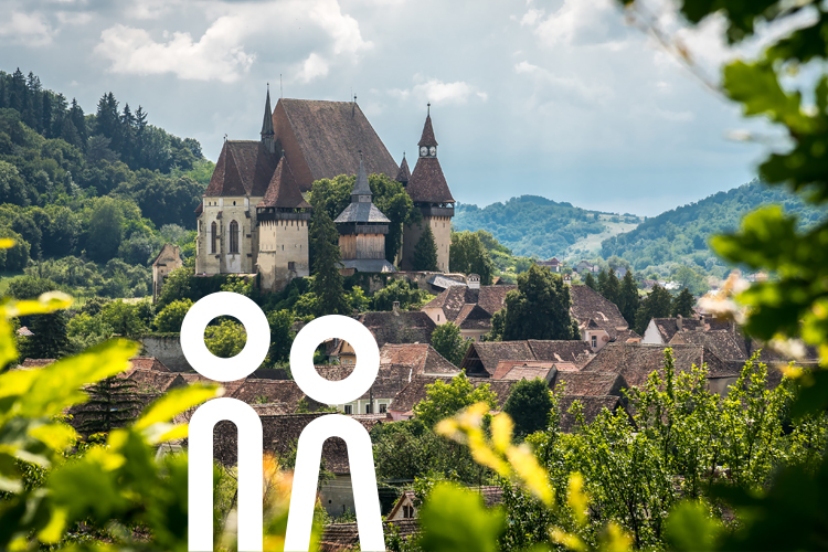 View of a fortified church in Transylvania.