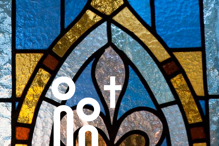 Detail in the stained glass window of the German Church in Helsinki.