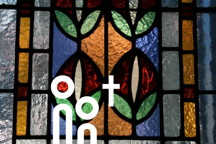Detail in the stained glass window of the German Church in Helsinki.