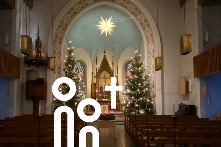 View of the Christmas trees in the German Church in Helsinki.