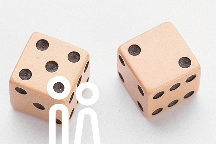 Two dice with five and two, a total of seven eyes.